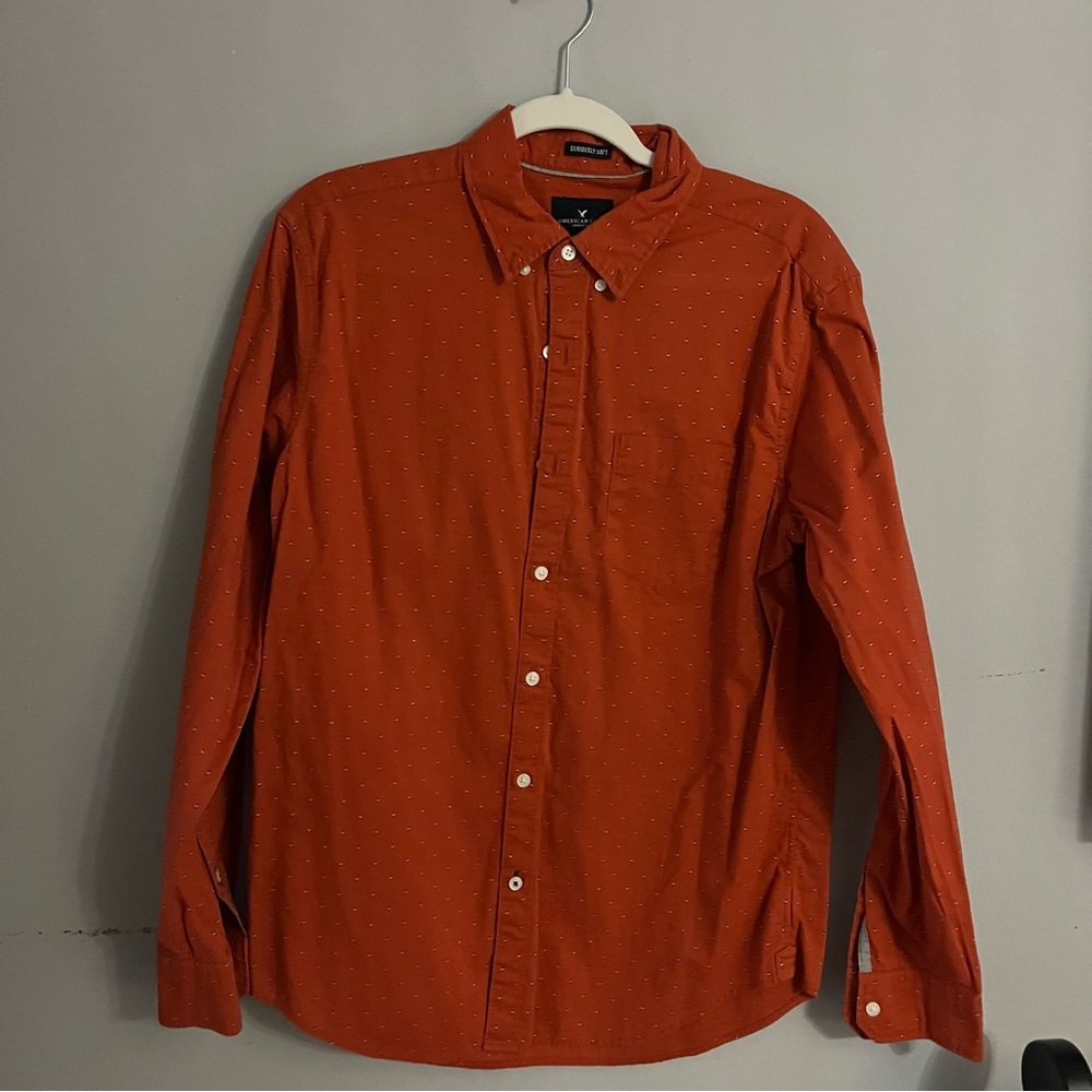 American Eagle Red/Orange Button Down Size Medium - image 1